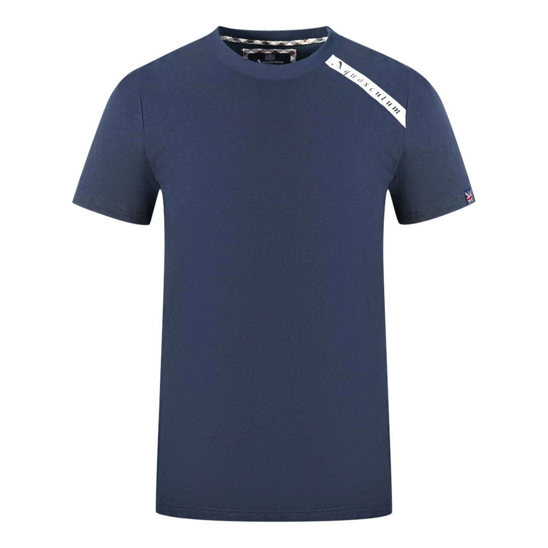 Aquascutum Schulter Marke Logo Marineblau T-Shirt Image