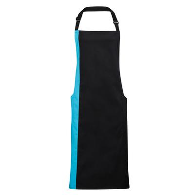 Premier Unisex-Kontrast-Latzschürze (2er-Pack) (Schwarz/Türkis) Image