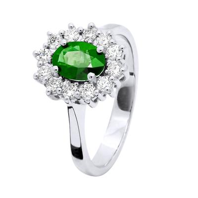 DIADEMA - Ring - Smaragd umgeben von Diamanten - Weißgold Image