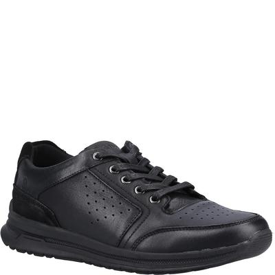 Hush Puppies Mens Joseph Leder Turnschuhe (Hellschwarz) Image