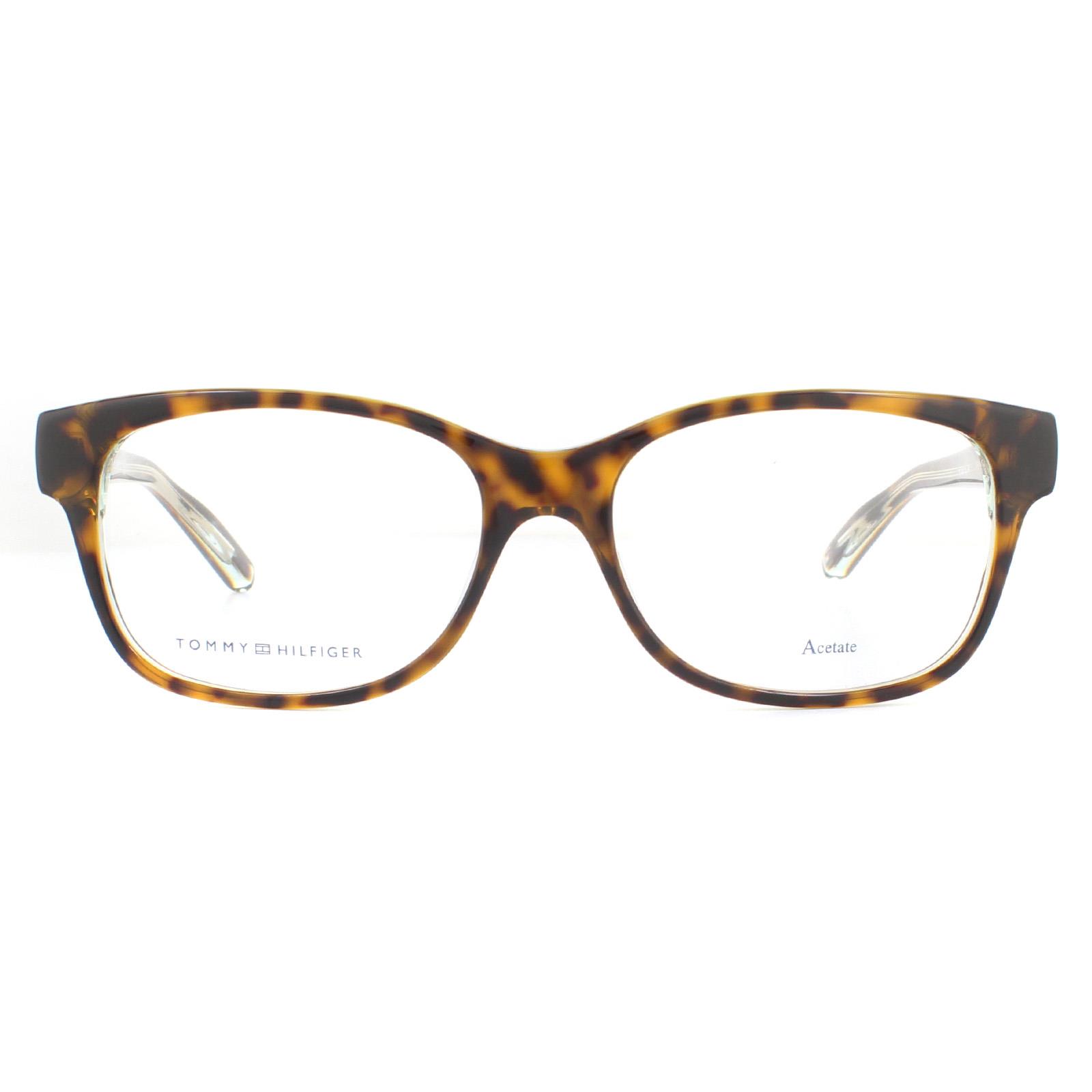 Tommy Hilfiger Rechteckige Unisex Havanna Transparent Grau Brille Image