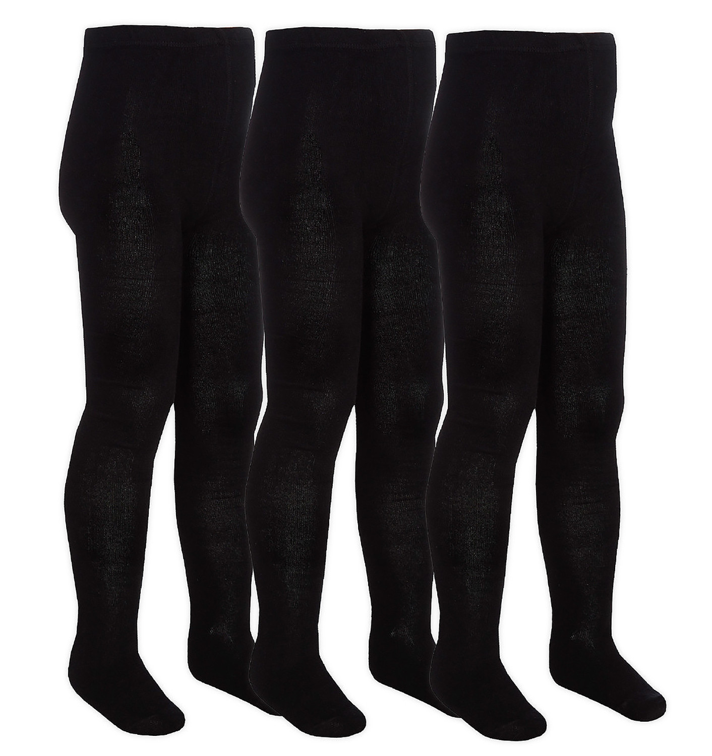 3 Paar Multipack Mädchen Bambus Schulstrumpfhosen | Socken Snob | Fußende weiche einfarbige Strumpfhosen in Schwarz, Grau, Weiß, Marineblau - Schwarz Image