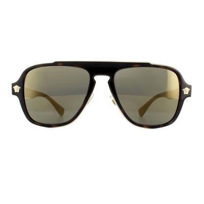 Versace Sonnenbrille VE2199 12524T Dunkel Havanna Dunkel Grau Spiegel Gold