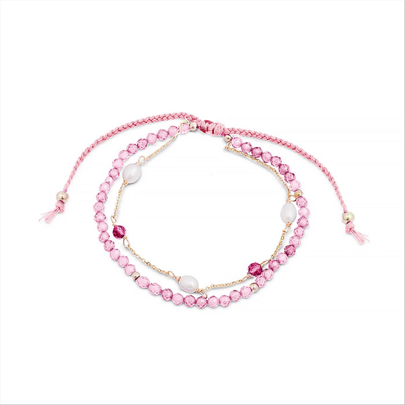 Luxenter-Armband aus Metalllegierung und rosafarbenem Turmalin, 18 Karat vergoldet Image