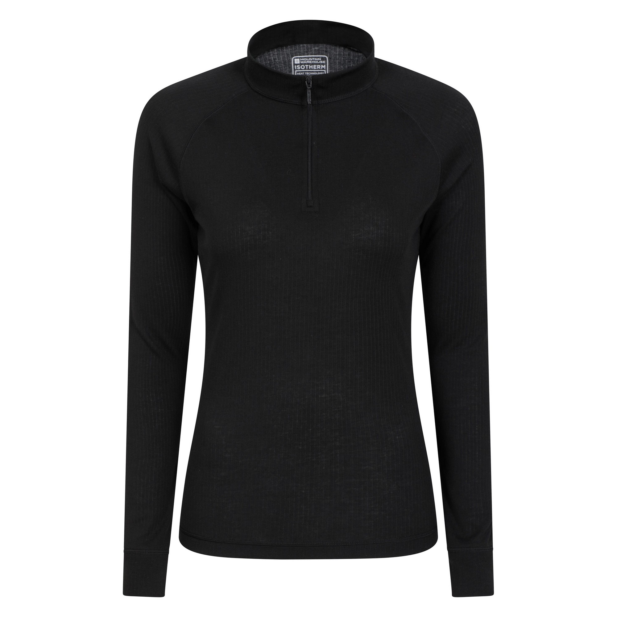 Mountain Warehouse Womens/Ladies Talus Zip Neck Langarm-Thermal-Top (Schwarz)