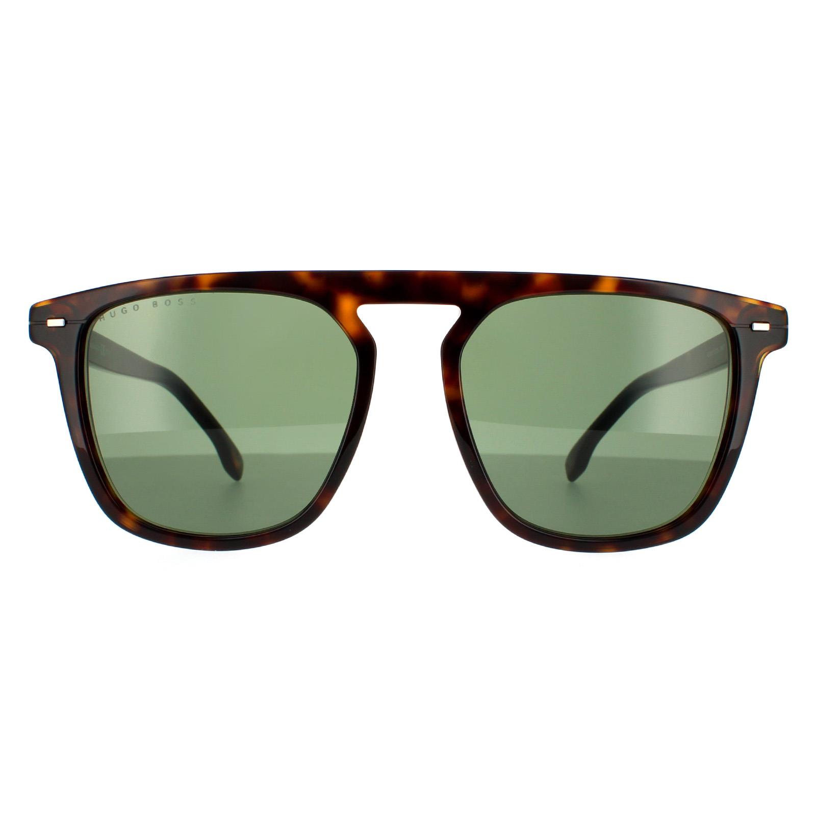 Hugo Boss Square Mens Dark Havana Grün Sonnenbrille Image