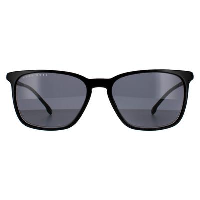 Hugo Boss Rectangle Mens Shiny Black Grey Sonnenbrille