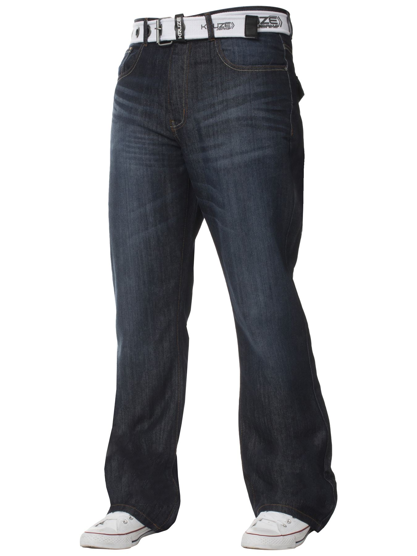 Kruze Herren Bootcut Denim Jeans Image