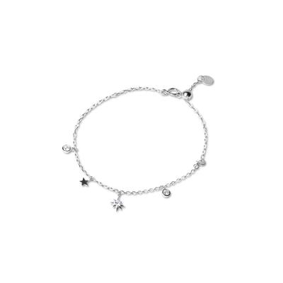 Luxenter, Oyazia-Armband aus 925er Sterlingsilber und glänzenden, rhodinierten Zirkonias