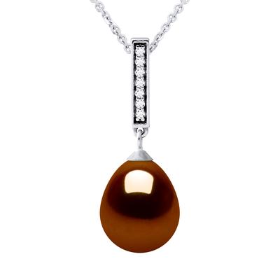 BARETTE Halskette Süßwasserperlen-Schmuck 9-10 mm Chocolate 925