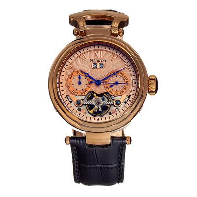 Montre automatique Heritor Ganzi semi-squelette avec bracelet en cuir Image