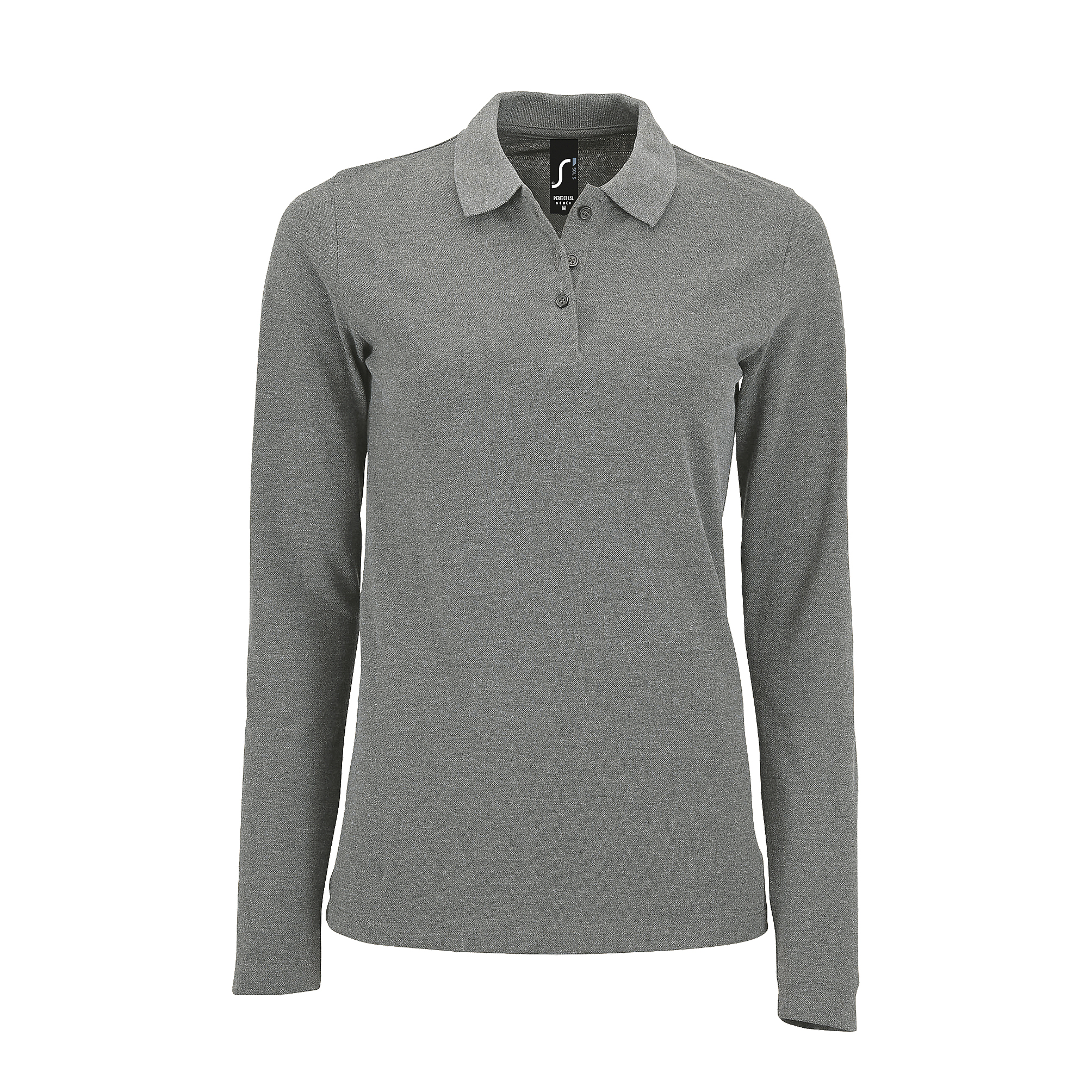 SOLS Womens/Ladies Perfect Langarm-Piqué-Poloshirt (Grau meliert) Image
