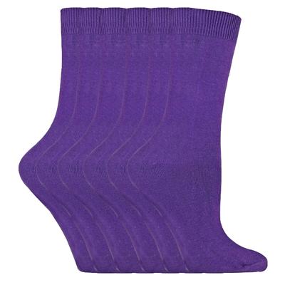 Sock Snob - Lot 6 paires femme coton fine unies couleur uni qualite chaussettes - PL30 Violet Image