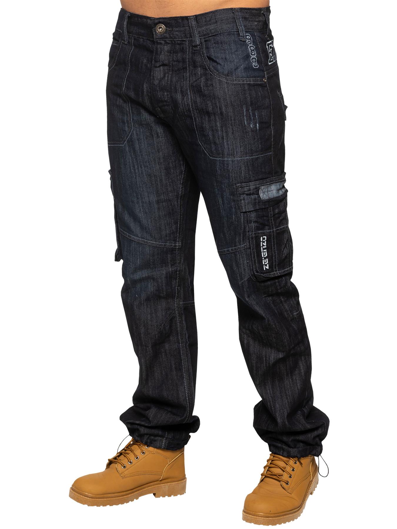 Enzo | Herren Combat Denim Jeans - Dunkelblau Image