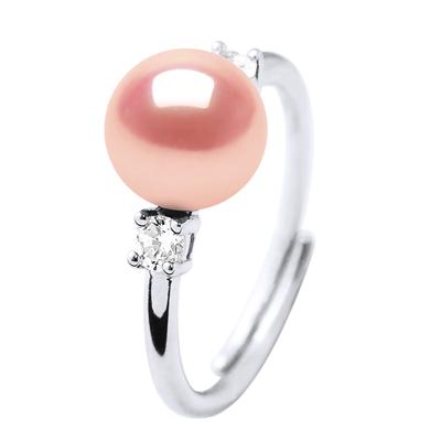 Ring Einstellbare Süßwasserperle 7-8mm Rosa Natürliche und Oxide von Zirkonium 925