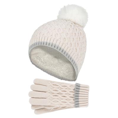 Wärmehalter - Thermoisolierte Pom Pom Bommelmütze und Handschuhe für Mädchen | bunte Pastellfarben - Buttercreme Image