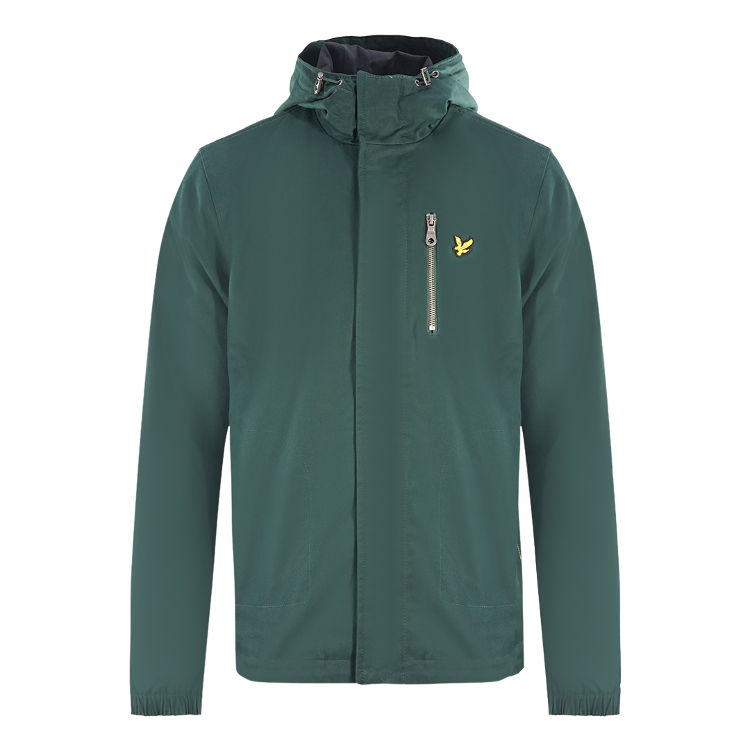 Lyle & Scott Grüne Jacke mit gebogenem Saum und Kapuze
