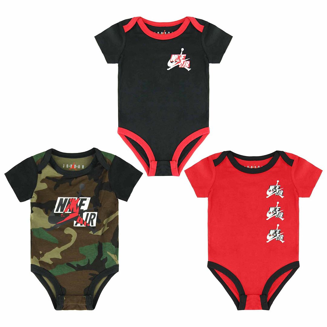 Nike Air Jordan 3 Pack grün rote schwarze Jungen Säuglinge Bodysuits DB7274 900