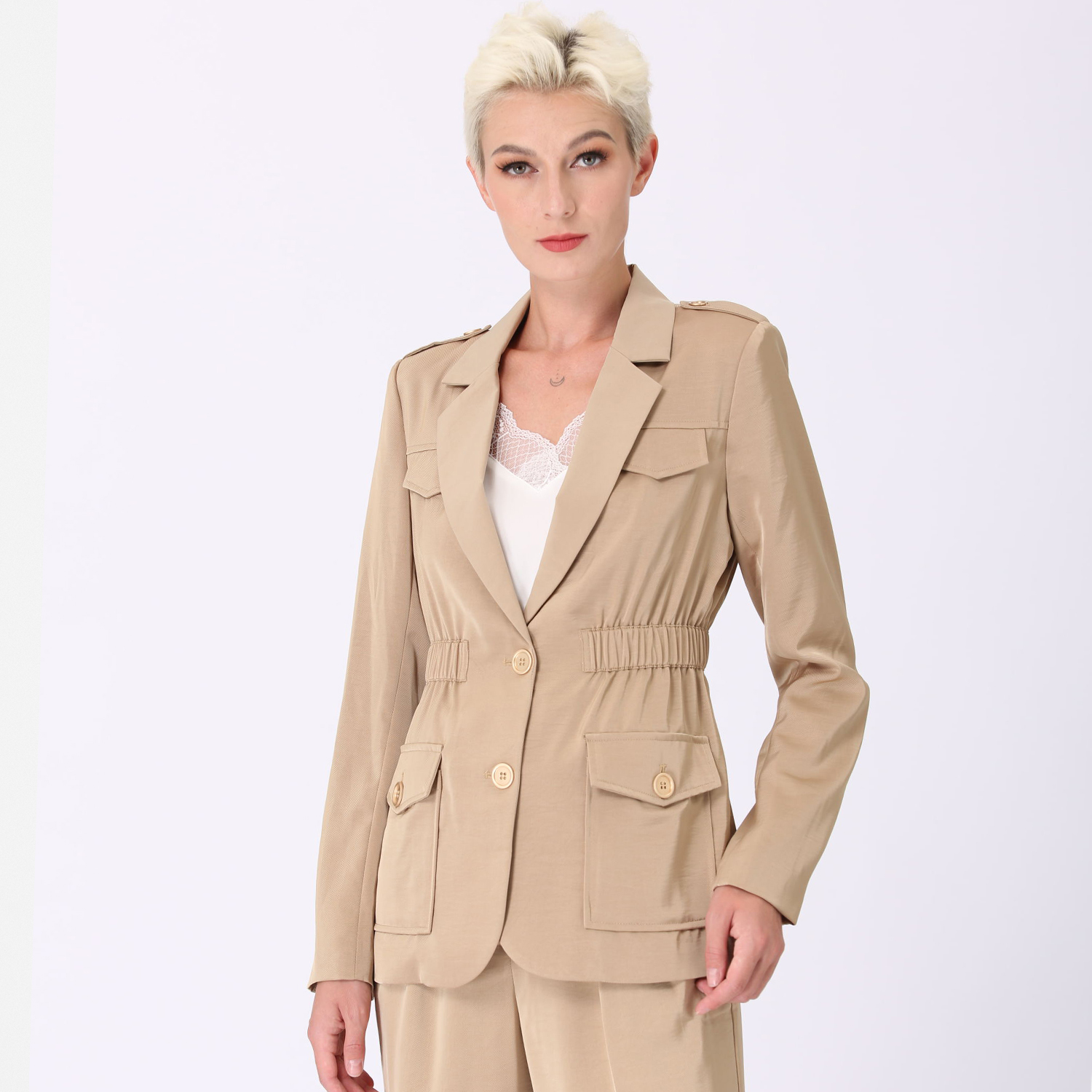 Safari-Blazer mit geraffter Taille Image