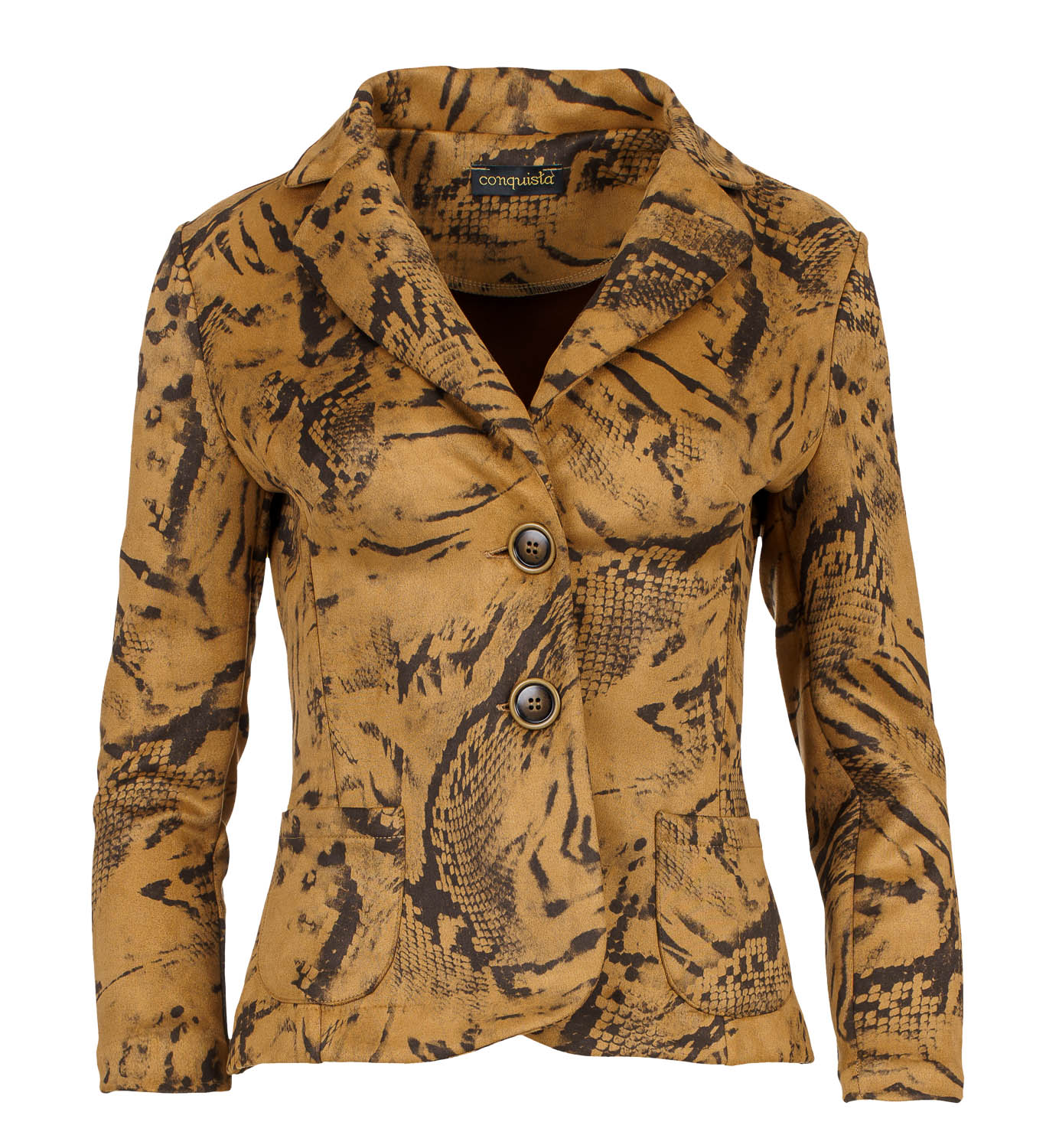 Braun bedruckte, taillierte Jacke in Alcantara-Optik Image