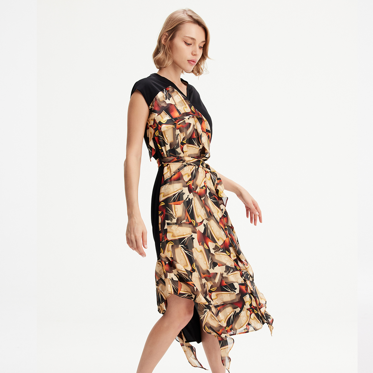 Asymmetrisches Kleid mit grafischem Druck Image