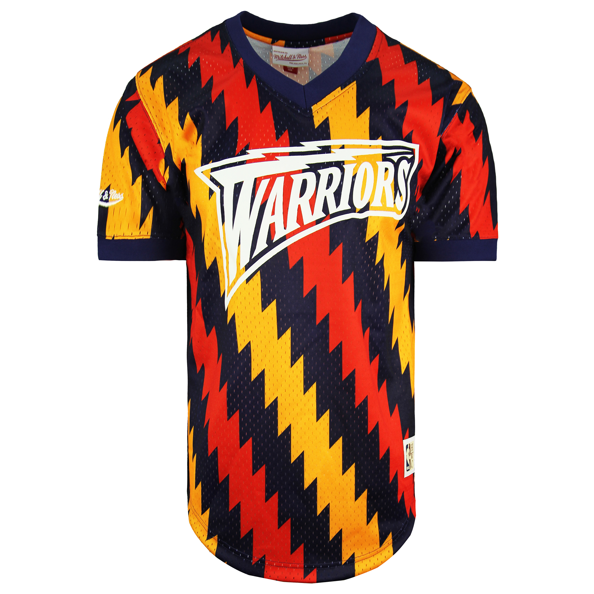 Mitchell & Ness NBA Golden State Warriors Wordmark Mesh Mens T-Shirt Image