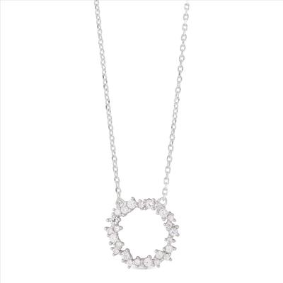 Luxenter Sterling Silber 925 Halskette mit rhodiniertem Brillant Zirkonia - Thilak