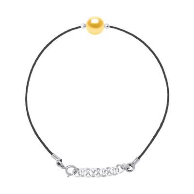 DIADEMA - Armband - Schwarzes Nylon - Süßwasserperle - Gold Image