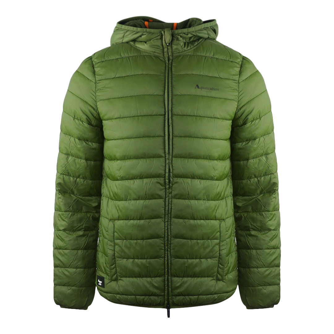 Aquascutum London Logo Armee Grün Active Hoodie Jacke
