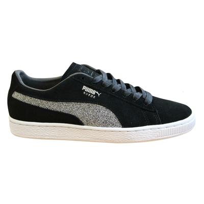 Puma Classic X Swarovski Schwarz Silber Leder Schnürung Herren Trainer 366324 01 Image