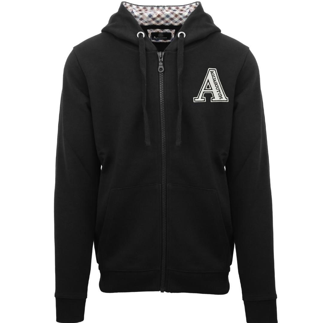 Aquascutum Classic Large A Logo Schwarz Zip-Up Hoodie Image