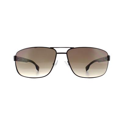 Hugo Boss Rectangle Mens Matte Braun Braun Gradient Sonnenbrille