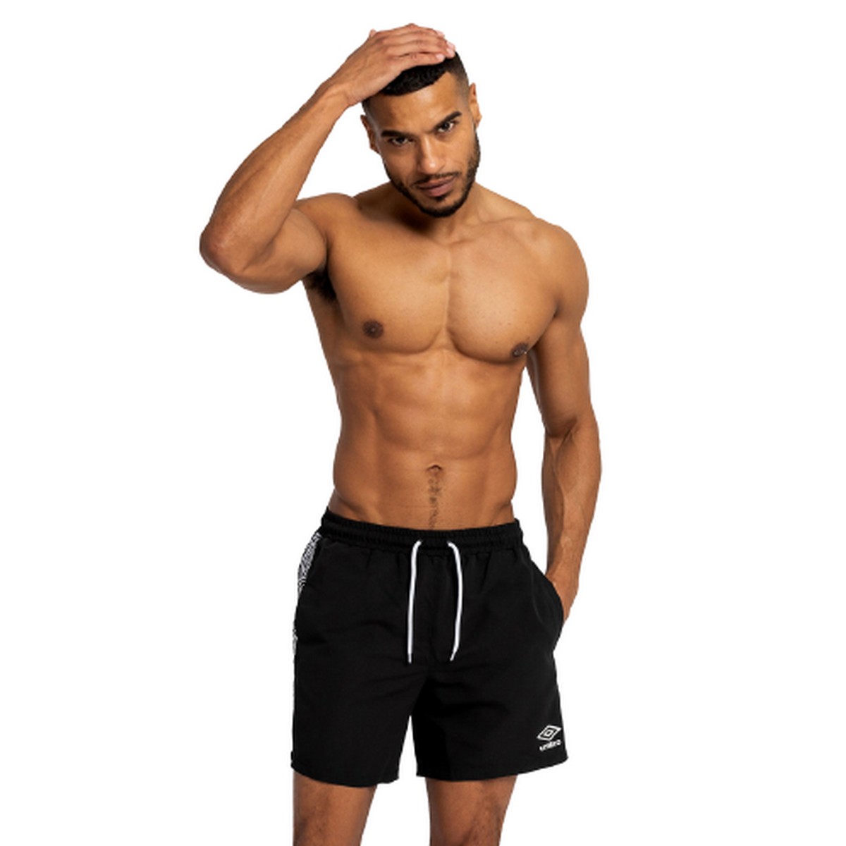 Umbro Herren Taped Swim Shorts (Schwarz) Image