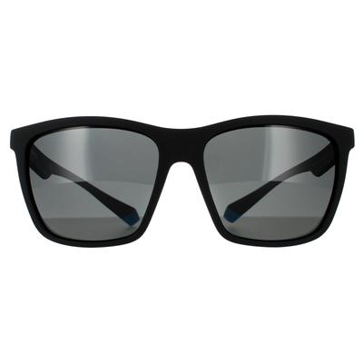 Polaroid Rectangle Mens Black Azure Grey Polarisierte Sonnenbrille