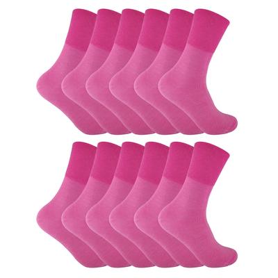 12 Pack Damen nicht elastische thermische diabetische Socken | Socken Snob | Frauen Soft Top Socken für schlechte Durchblutung - Pink Image