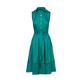 Tannengrünes Kleid mit Gürtel und Flechtdetails