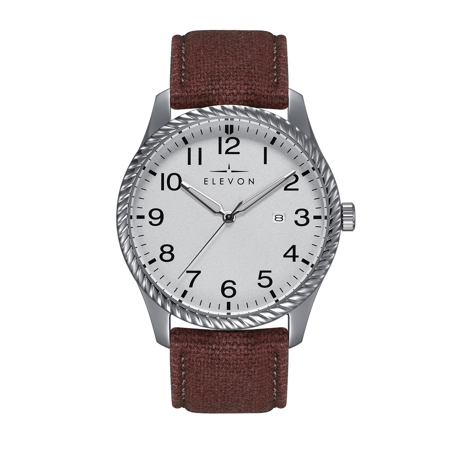 Montre Elevon Crosswind avec bracelet en cuir recouvert de toile et date Image
