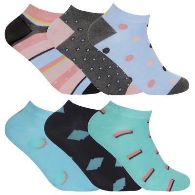 12 Paar Mädchen Bambus Trainer Socken |Knöchel Atmungsaktive Socken - Flecken / Formen Image