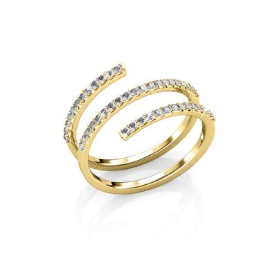 Spiralförmiger Ring - Gold und Kristall