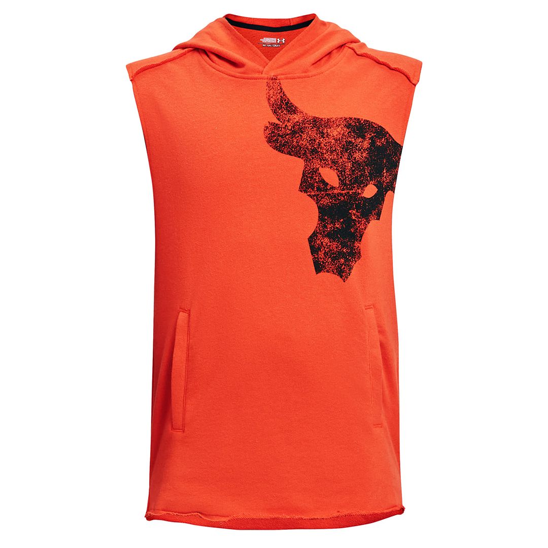 Under Armor Project Rock Terry Kids Orange Hoodie Top Image