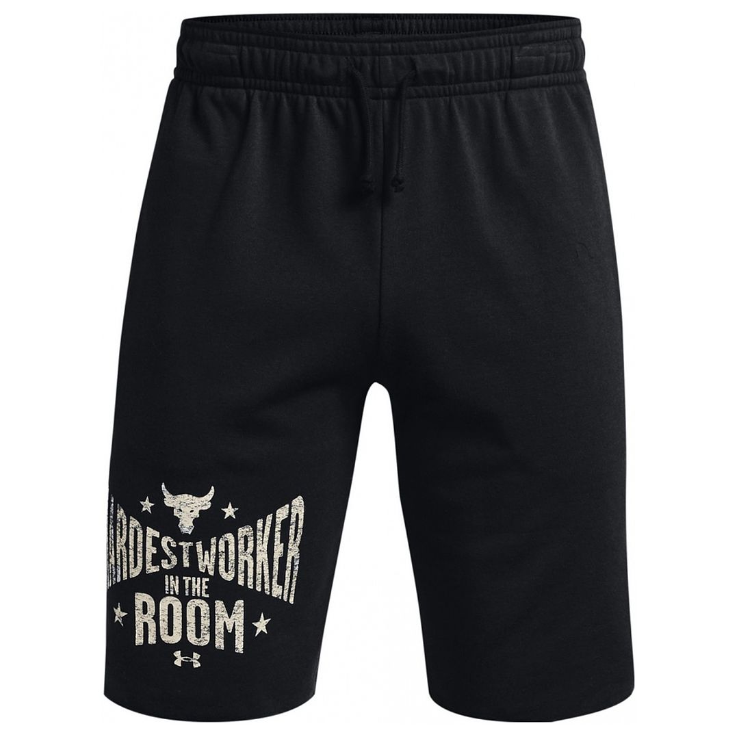 Under Armor Project Rock Terry Mens Black Shorts Image