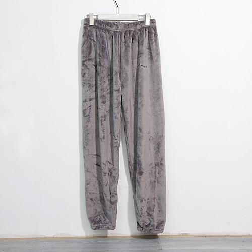 Herren Hausanzug Flanell-Pyjama-Hose Lounge Hose Buchstabe Einfach Plüsch Heim Täglich Flanell Warm Atmungsaktiv Lange Hose Hose Elastische Taille Winter Blau Rosa Image