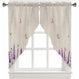 Lavender Swag Curtains For Living Room/bedroom Purple Spring Floral Botanical Butterfly Rustic Swag Kitchen Curtain Valances For Windows Tier Topper Curtain 2 Panels 72 W X 45 L