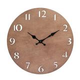 Stonebriar Modern Natural Wood 14 Inch Round Hanging Wall Clock with Cut Out Numbers Battery Operated