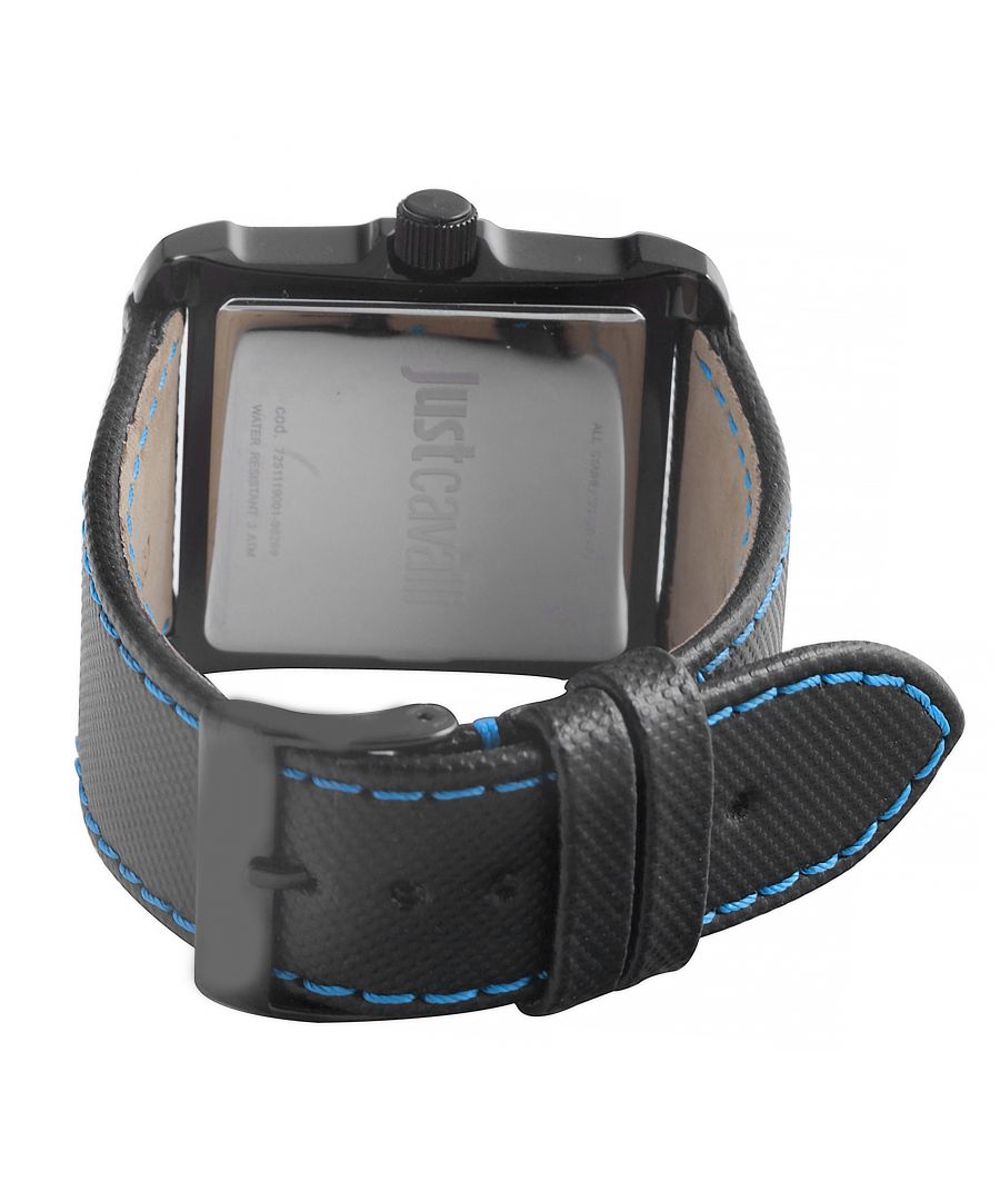 Just Cavalli Mens Rude Watch Black Calfskin Strap Dial Leather - One Size | Just Cavalli Sale | Discount Designer Brands