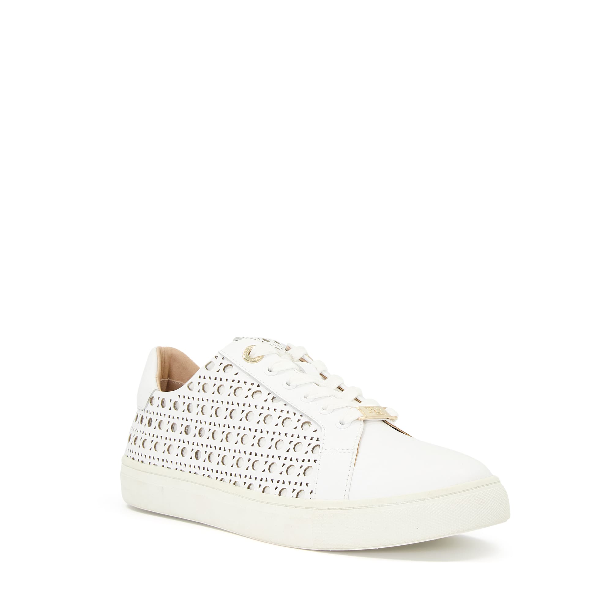 Dune London Womens Ladies Laser-cut Detail Trainers Ease - White Leather - Size UK 5 | Dune London Sale | Discount Designer Brands
