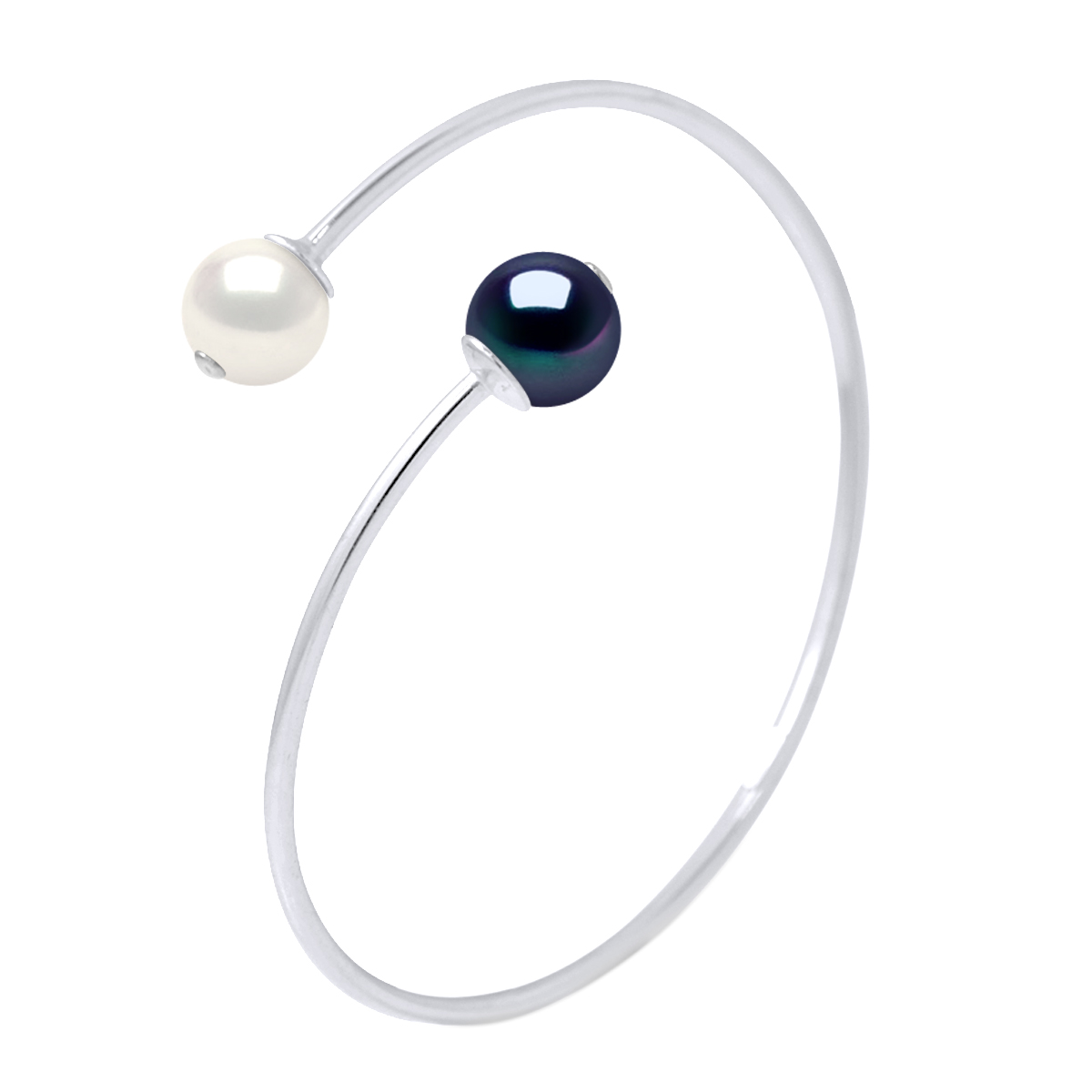 Diadema Womens - Bracelet - You & Me - Silver - Real Freshwater Pearls - Black & White - One Size | Diadema Sale | Discount Designer Brands