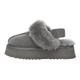 EVER AU Womens Women Wagtail Removable Strap Platform Slippers - Grey Suede - Size UK 3 | EVER AU Sale | Discount Designer Brands