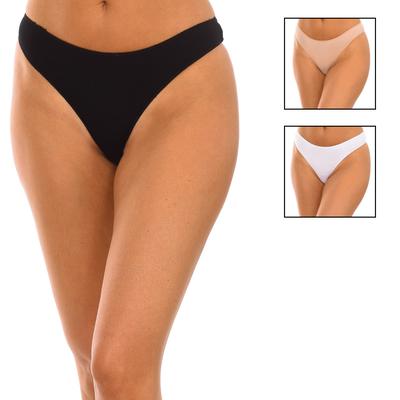 Kisses&love Pack-3 Bamboo 907 Womens Microfiber Thongs - Multicolour - Size Large | Kisses&love Sale | Discount Designer Brands