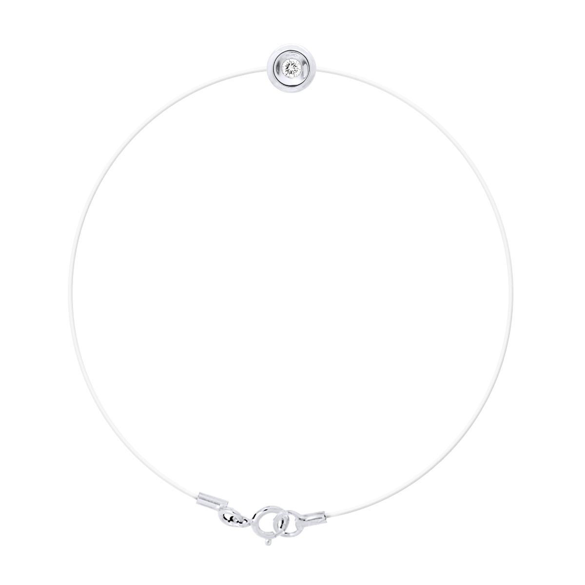 Diadema Womens - Bracelet - Transparent Nylon - Real Diamond - White - One Size | Diadema Sale | Discount Designer Brands